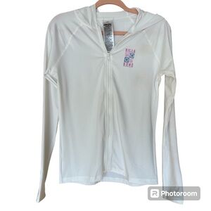 NWT Billabong Adventure Division Recycled White Zip Up Hoodie Sz L UV Protection